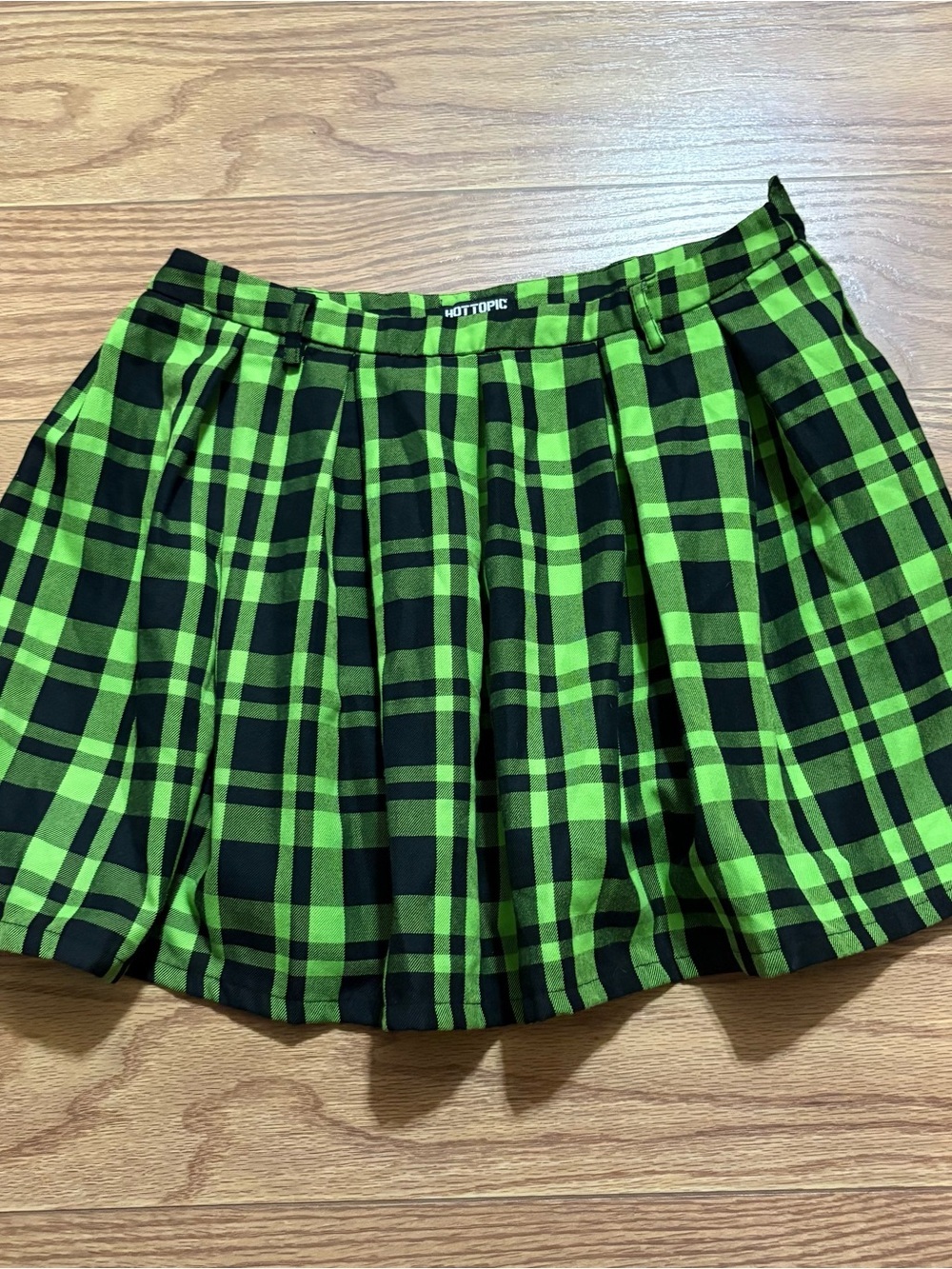 Hot Topic Green Black Plaid Pleated Grunge Goth Punk Emo Scene Skirt Medium